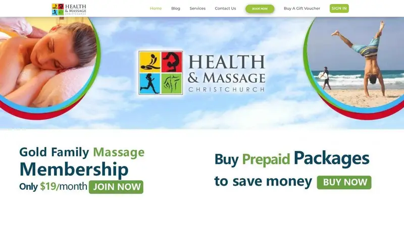 Homepage of healthandmassage.co.nz