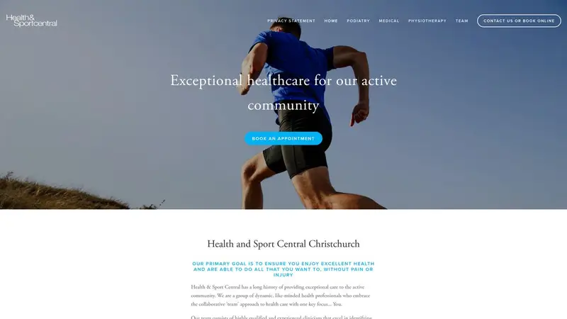 Homepage of healthandsportcentral.co.nz