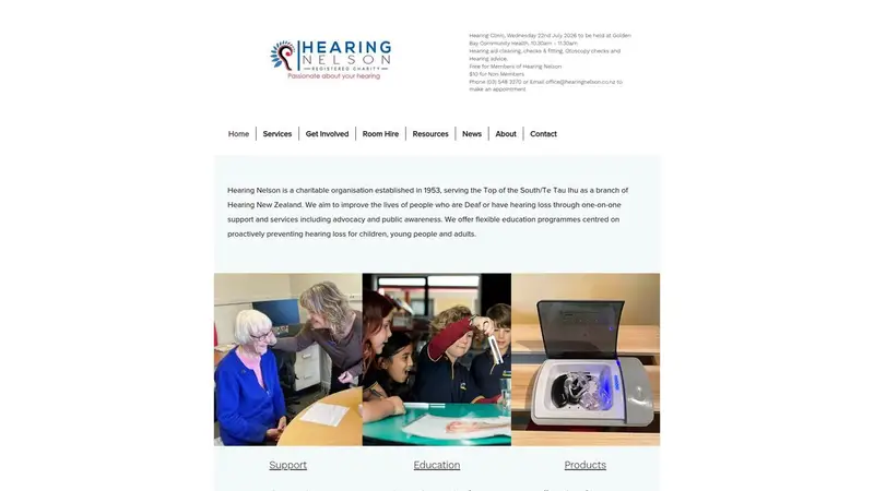 Homepage of hearingnelson.co.nz