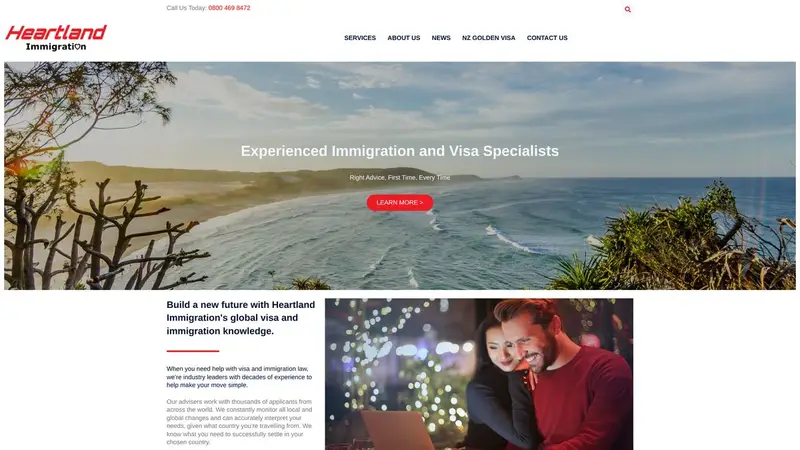 Homepage of heartlandimmigration.co.nz