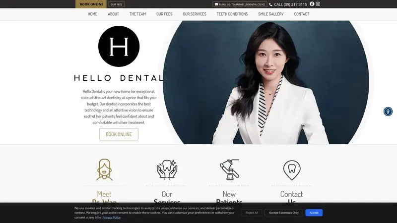 Homepage of hellodental.co.nz
