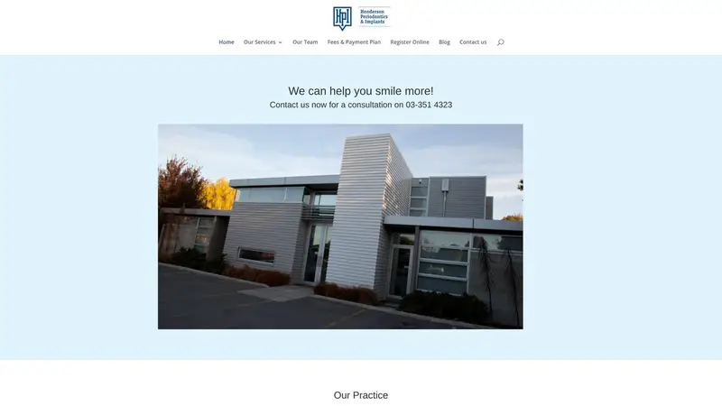 Homepage of hendersonperiodontics.co.nz