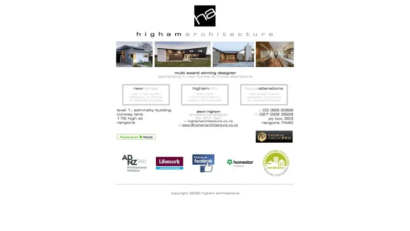 Homepage of highamarchitecture.co.nz
