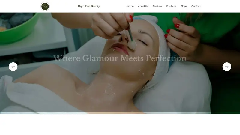 Homepage of highendbeauty.co.nz