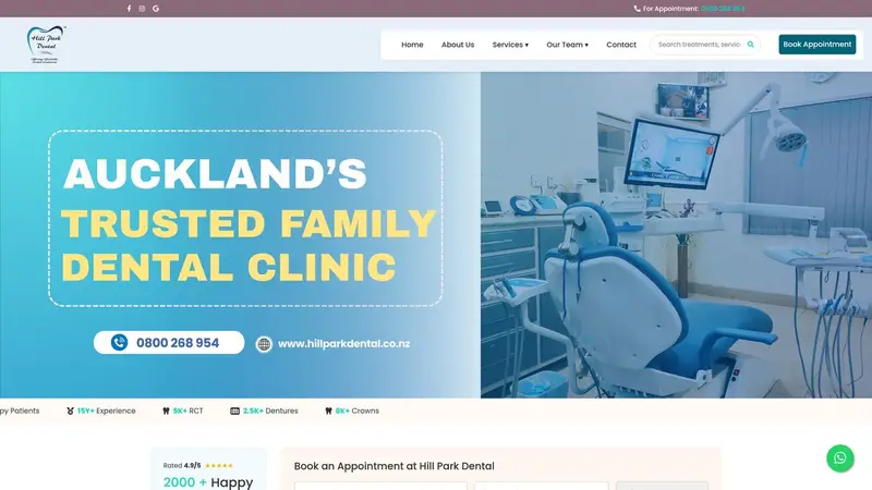 Homepage of hillparkdental.co.nz