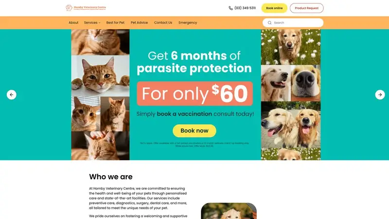 Homepage of hornbyvet.co.nz