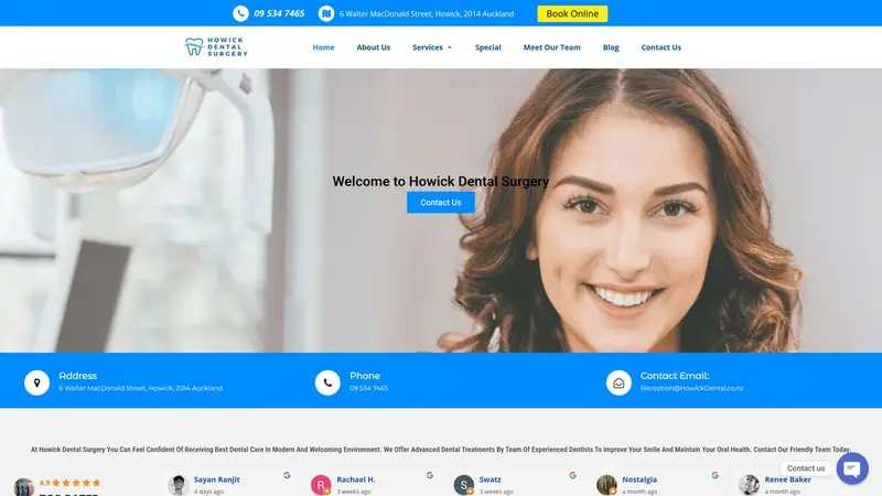 Homepage of howickdentalsurgery.co.nz