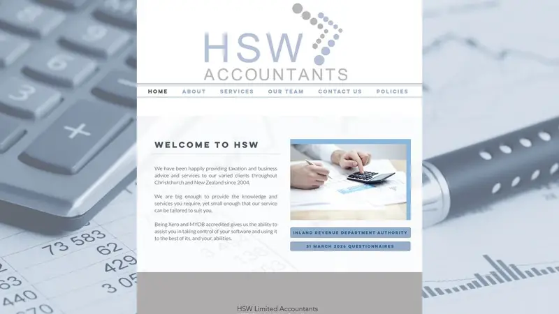 Homepage of hswaccounting.co.nz