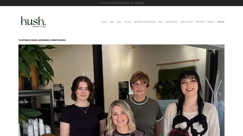 Homepage of hushhair.co.nz