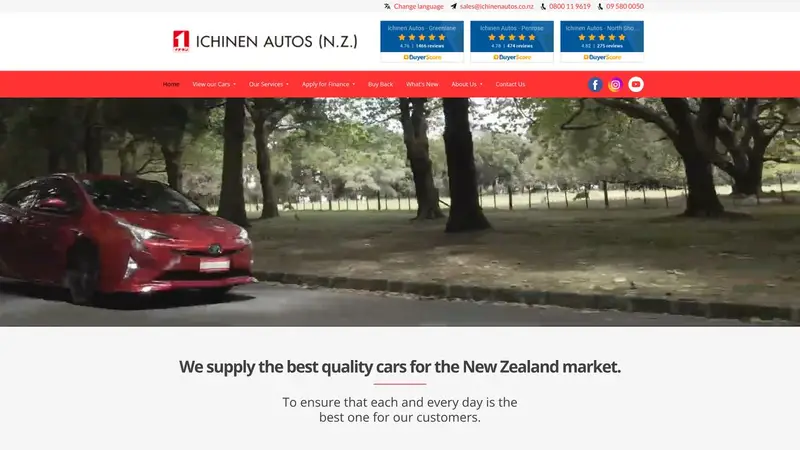Homepage of ichinenautos.co.nz
