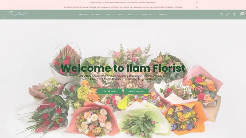 Homepage of ilamflorist.co.nz