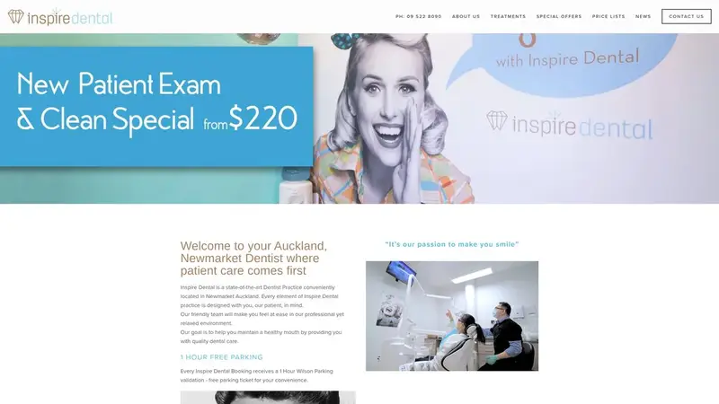Homepage of inspiredental.co.nz