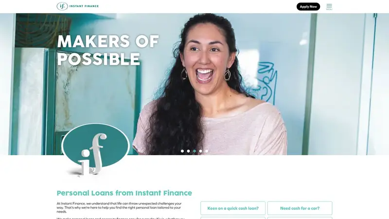 Homepage of instantfinance.co.nz