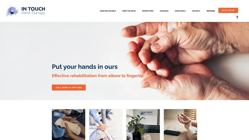 Homepage of intouchhandtherapy.co.nz