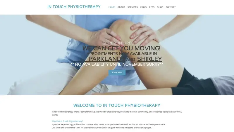 Homepage of intouchphysio.co.nz