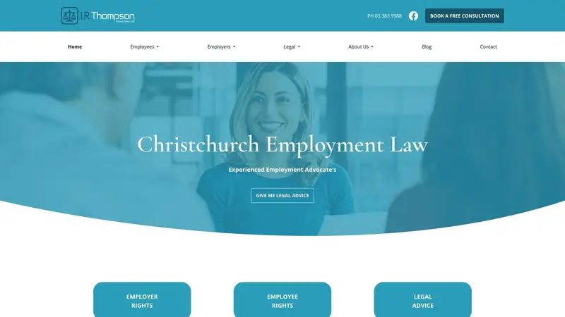 Homepage of iremploymentlaw.co.nz