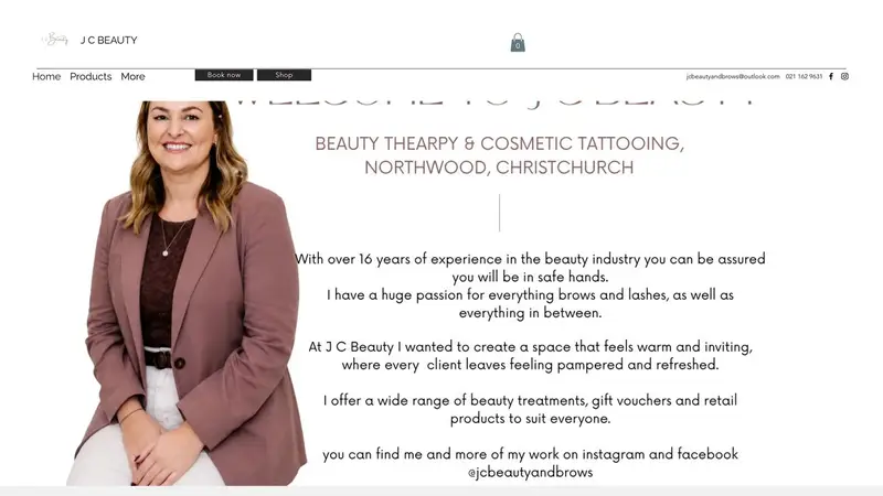 Homepage of jcbeauty.co.nz