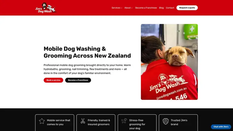 Homepage of jimsdogwash.co.nz