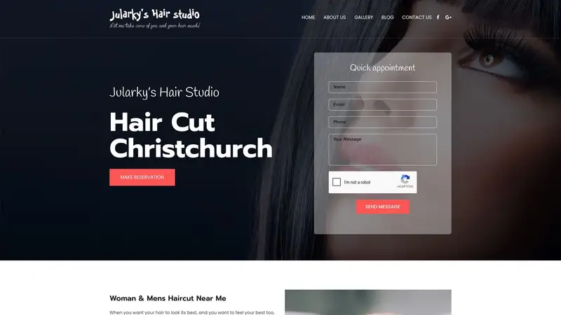 Homepage of jularkyshair.nz