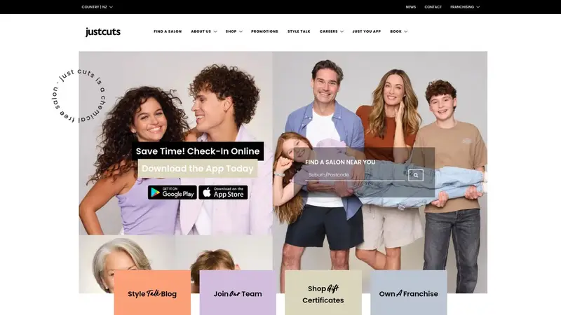 Homepage of justcuts.co.nz