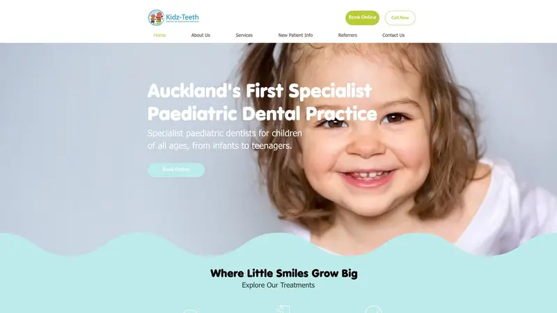 Homepage of kidzteeth.co.nz