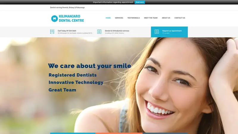 Homepage of kilimanjarodental.co.nz
