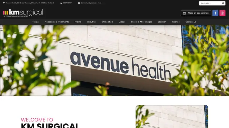 Homepage of kmsurgical.co.nz