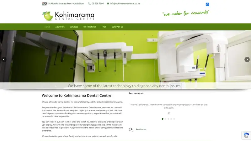 Homepage of kohimaramadental.co.nz