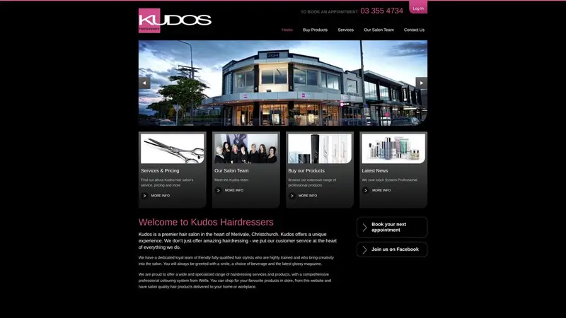 Homepage of kudosmerivale.co.nz