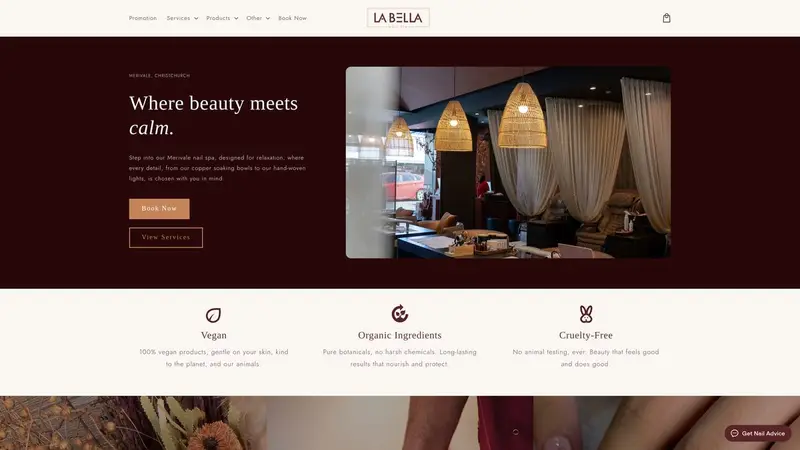 Homepage of labella.co.nz