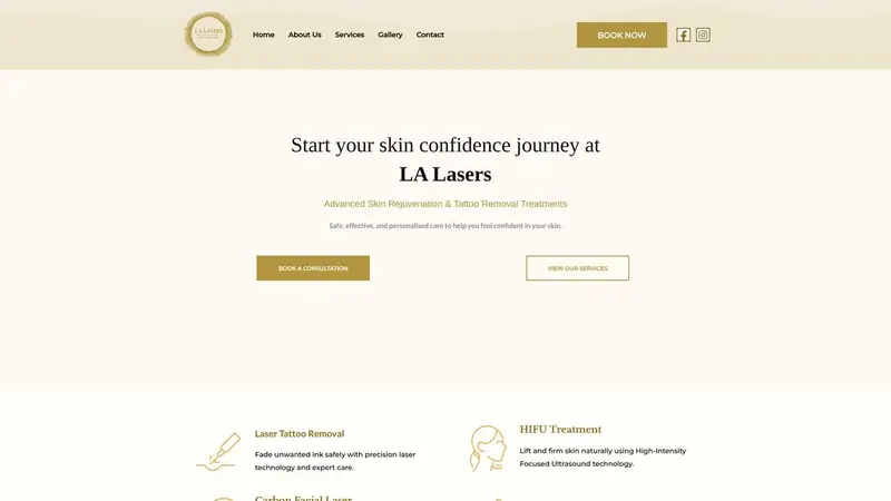Homepage of lalasers.co.nz