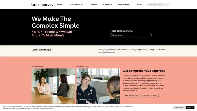 Homepage of laneneave.co.nz