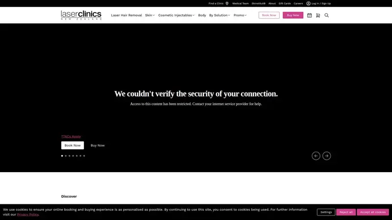 Homepage of laserclinicsnewzealand.co.nz