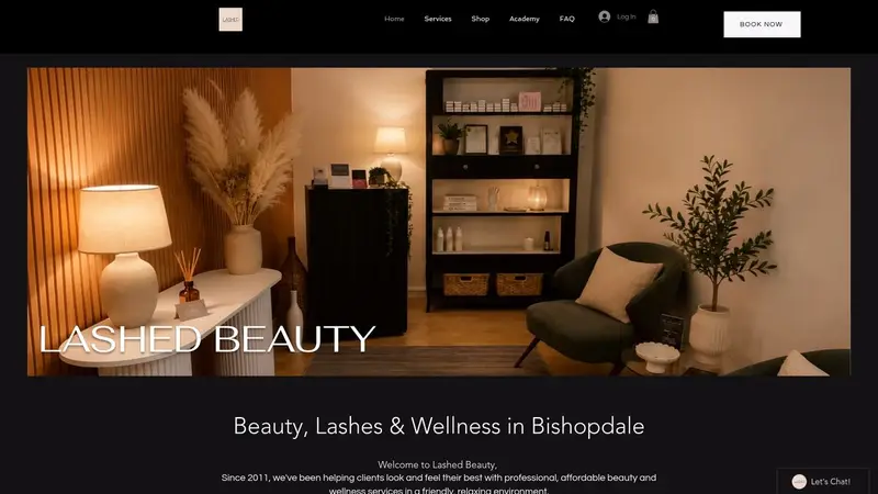 Homepage of lashedbeauty.co.nz