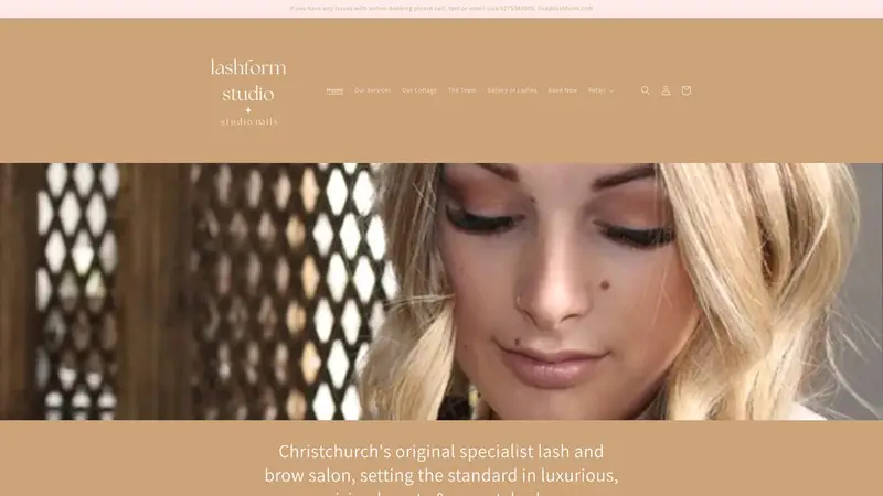 Homepage of lashformstudio.co.nz