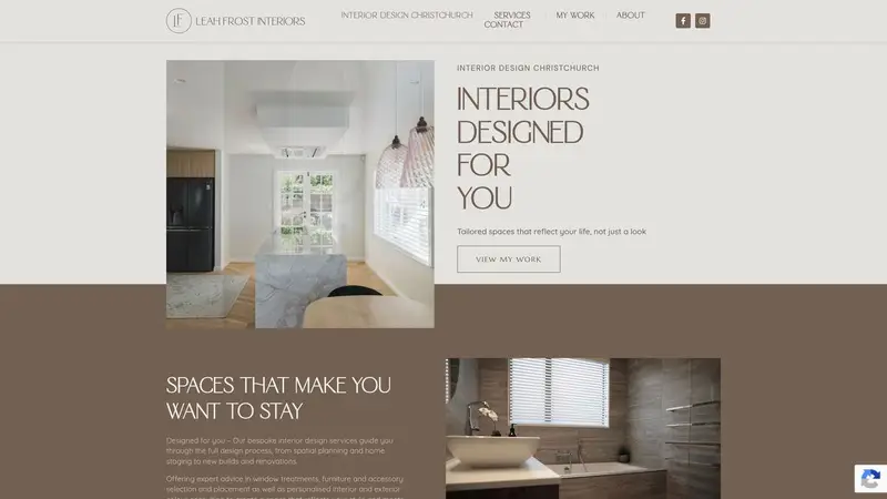 Homepage of leahfrostinteriors.co.nz