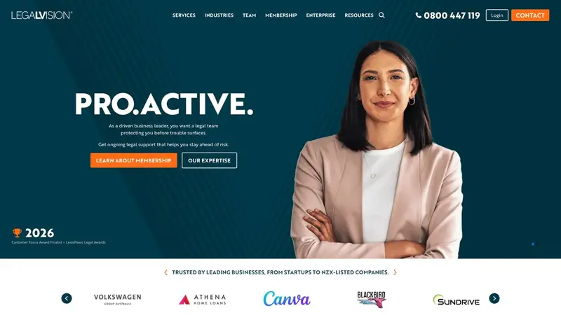 Homepage of legalvision.co.nz
