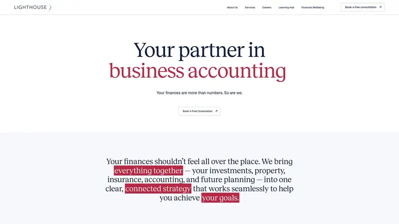Homepage of lighthousefinancial.co.nz