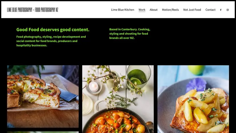 Homepage of limebluephotography.co.nz