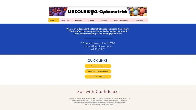 Homepage of lincolneye.co.nz