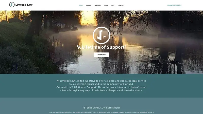 Homepage of linwoodlaw.co.nz