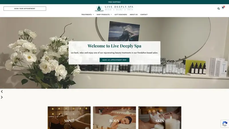 Homepage of livedeeplyspa.nz