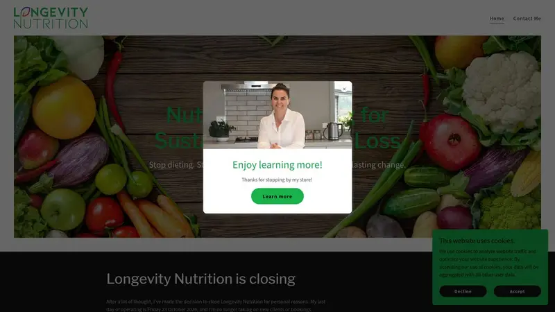 Homepage of longevitynutrition.co.nz