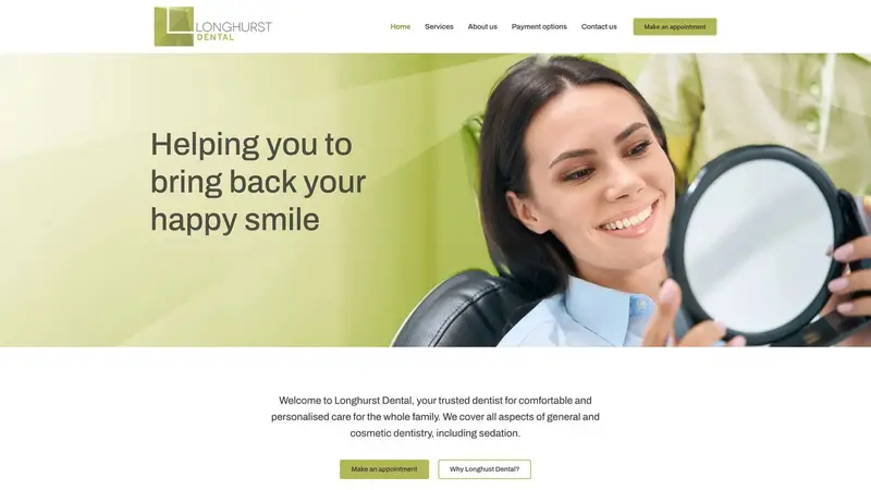 Homepage of longhurstdental.co.nz