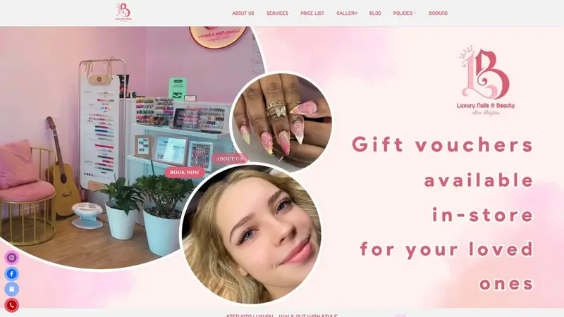 Homepage of luxurynailsnewbrighton.co.nz
