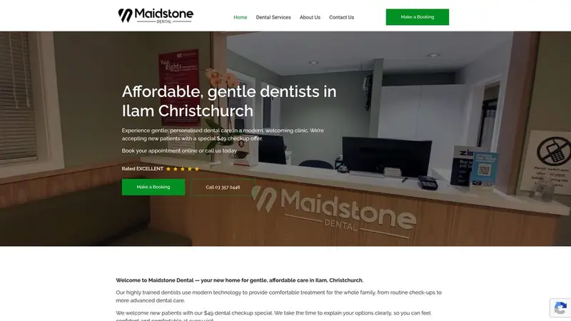 Homepage of maidstonedental.co.nz