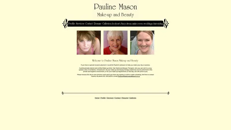 Homepage of makeupandbeauty.co.nz