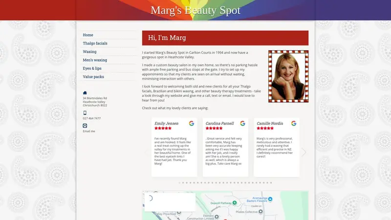 Homepage of margsbeautyspot.co.nz