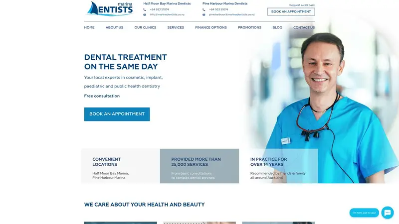 Homepage of marinadentists.co.nz
