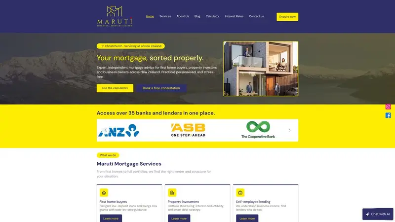 Homepage of maruti.co.nz